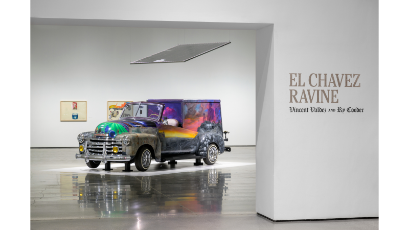 Installation photograph, Vincent Valdez and Ry Cooder: El Chavez Ravine, Los Angeles County Museum of Art, November 12, 2023 - August 11, 2024, © Vincent Valdez and Ry Cooder, photo © Museum Associates/LACMA