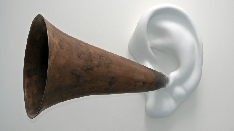 John Baldessari, Beethoven's Trumpet (With Ear) Opus #131, 2007, Gift of Margo Leavin, © John Baldessari, image courtesy of The Estate of John Baldessari