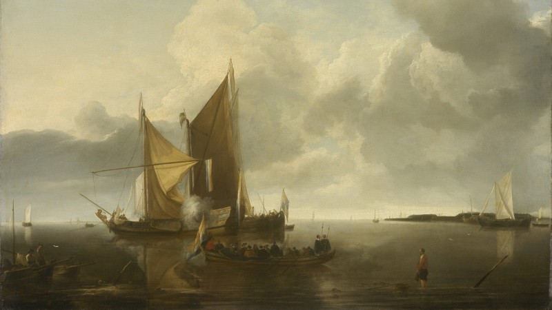 Ships in a Calm Jan van de Cappelle (Holland, Amsterdam, 1624/1626-1679) Holland, circa 1650-1655 Paintings Oil on canvas Canvas: 30 1/8 × 42 7/8 in. (76.52 × 108.9 cm) Frame: 39 1/2 × 51 × 3 1/2 in. (100.33 × 129.54 × 8.89 cm) Gift of Mr. and Mrs. Edward W. Carter (M.2003.108.6) European Painting