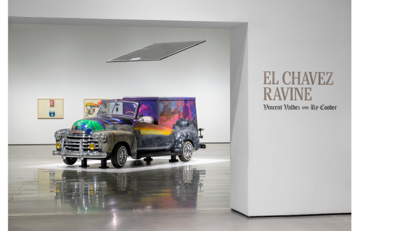 nstallation photograph, Vincent Valdez and Ry Cooder: El Chavez Ravine, Los Angeles County Museum of Art, November 12, 2023 - August 11, 2024, © Vincent Valdez and Ry Cooder, photo © Museum Associates/LACMA