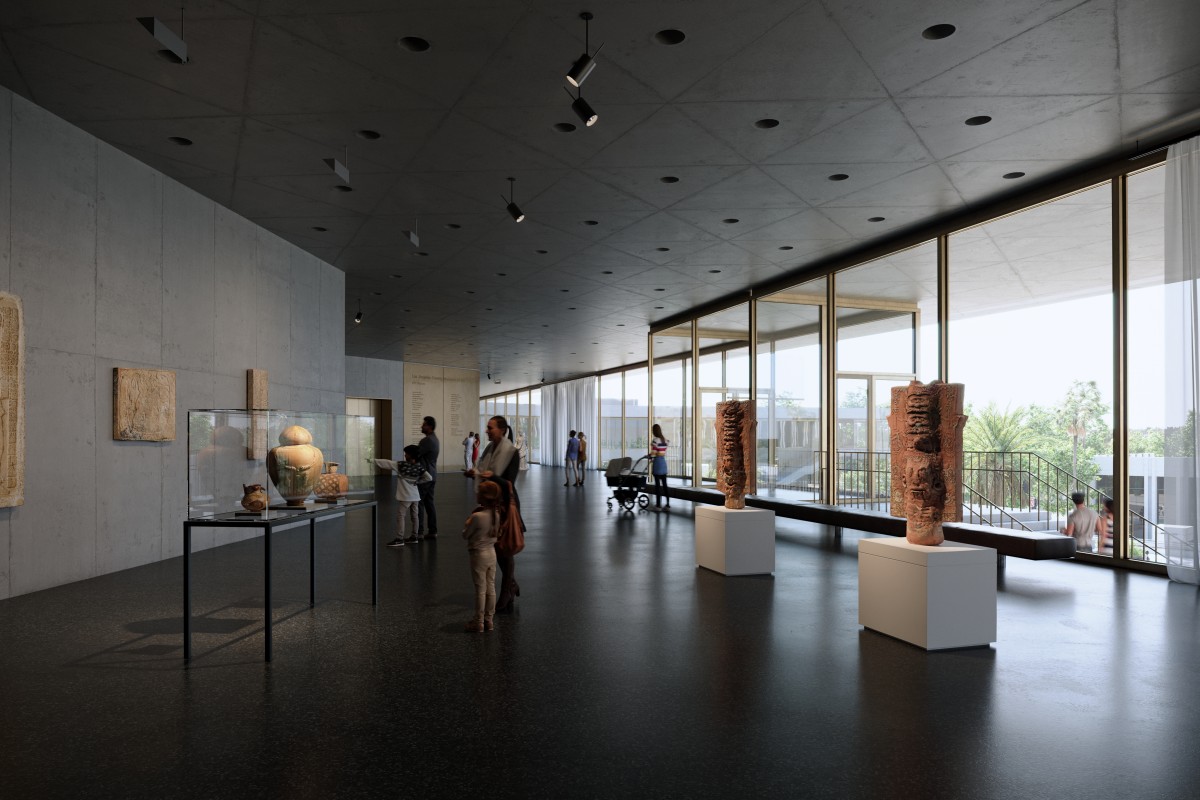 Terrace and north entrance galleries, exhibition level, Atelier Peter Zumthor/The Boundary