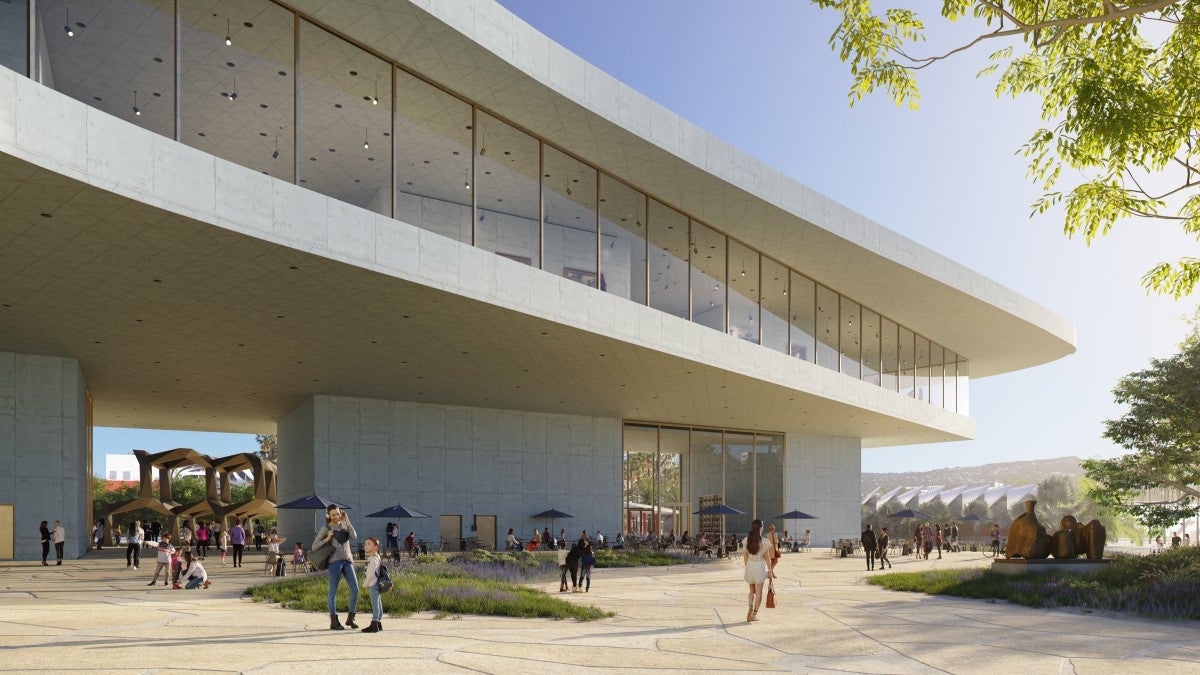 Exterior view west toward the Resnick Pavilion, Atelier Peter Zumthor/The Boundary