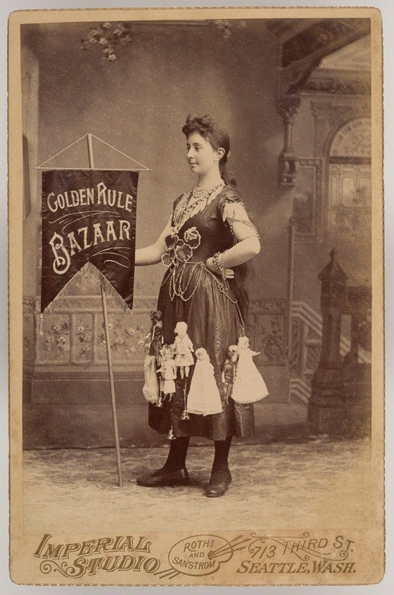 Banner girl, 1880s